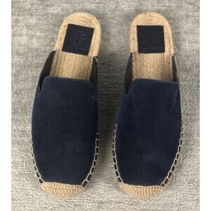 Tory Burch Max Suede Espadrille Mules Flats Royal Blue Size US 7M